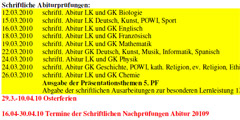 Terminplan Abitur 2010