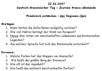 Quiz, Auszug