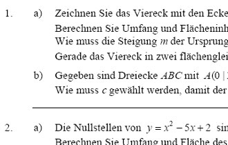 Aufgaben, Auszug
